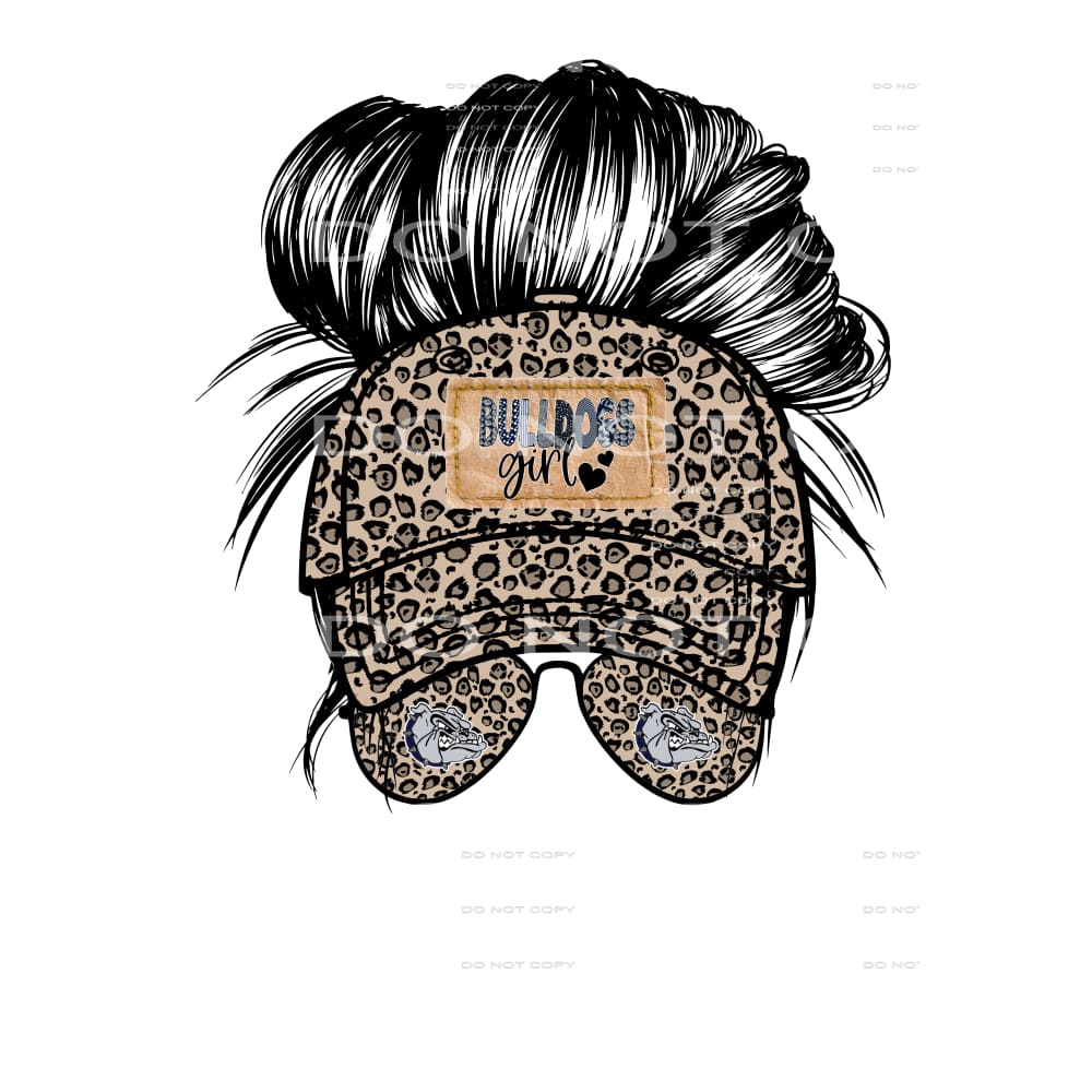 bulldogs girl messy bun # 9047 Sublimation transfers - Heat 