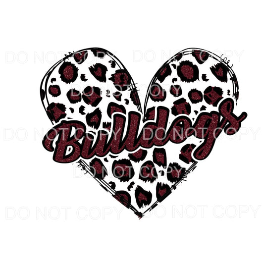 Bulldogs maroon leopard heart # 621 Sublimation transfers - 