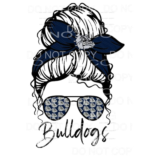 Bulldogs Navy Messy Bun # 589 Sublimation transfers - Heat 