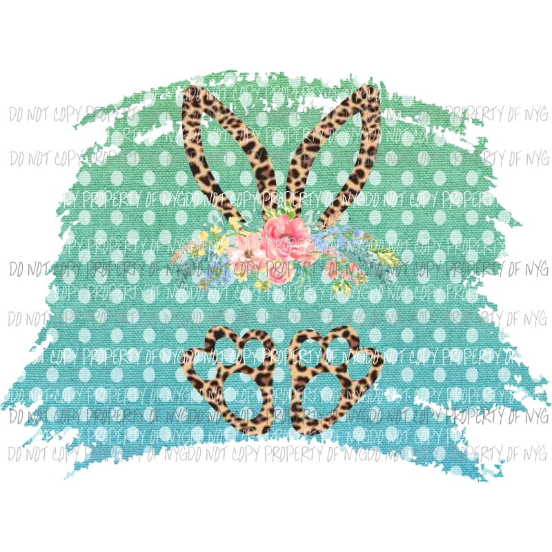 Bunny Ears and Paws leopard #2 polka dots background Sublimation transfers Heat Transfer