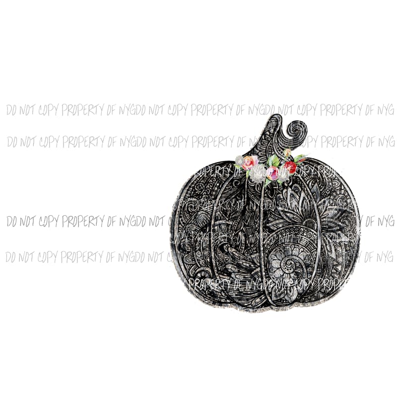 bw floral pumpkin Sublimation transfers Heat Transfer