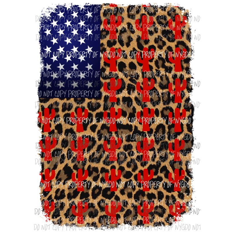 Cactus American Flag Sublimation transfers Heat Transfer
