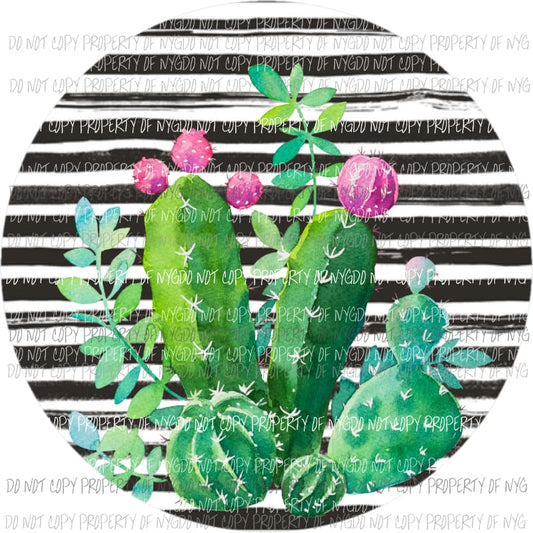 Cactus black stripes circle Sublimation transfers Heat Transfer