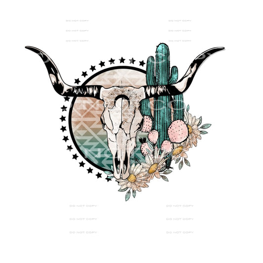 Cactus bull skull # 182 Sublimation transfers - Heat