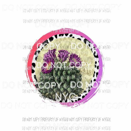 Cactus Flower Circle #1 pink purple leopard Sublimation transfers Heat Transfer
