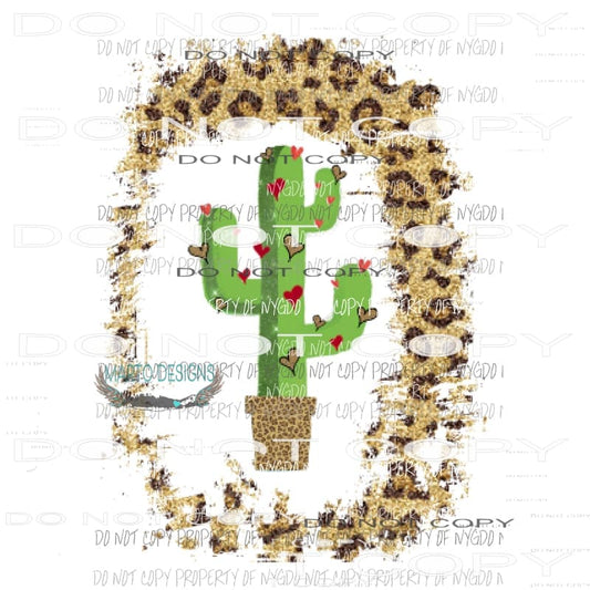 Cactus Heart Leopard Sublimation transfers Valentines day Love Heat Transfer