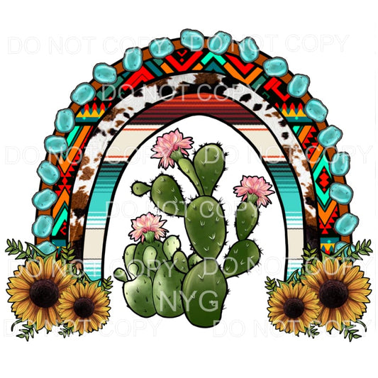Cactus Sunflower Rainbow Turquoise Western Cowhide #259 