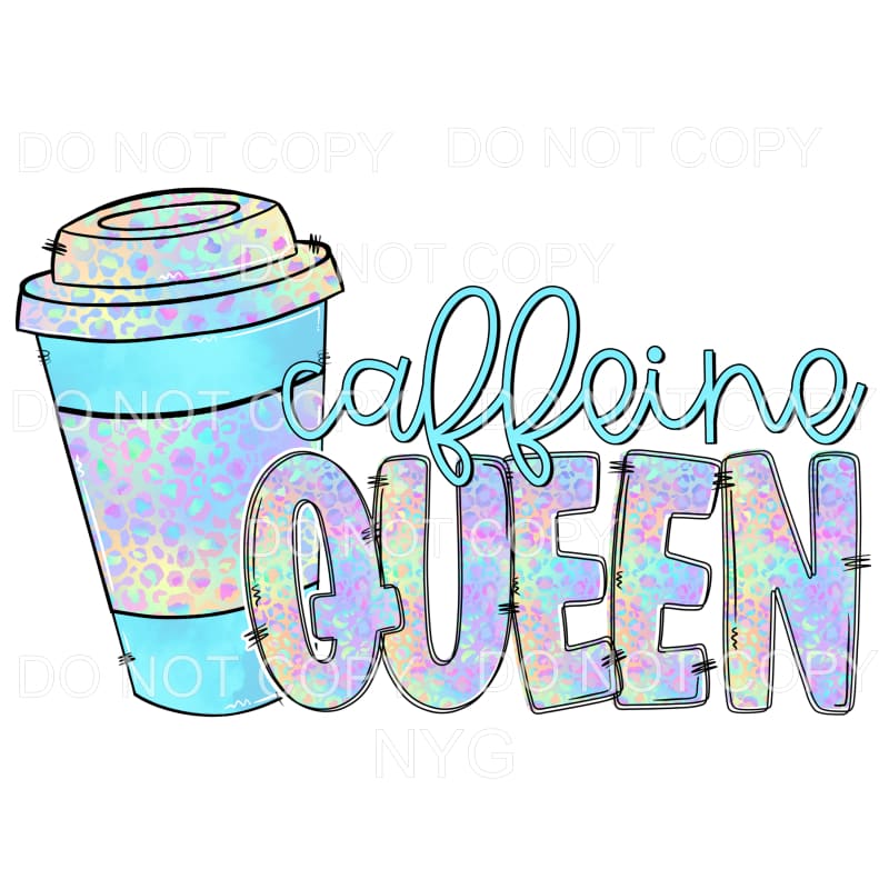 Caffeine Queen Teal Leopard Cup Sublimation transfers - Heat