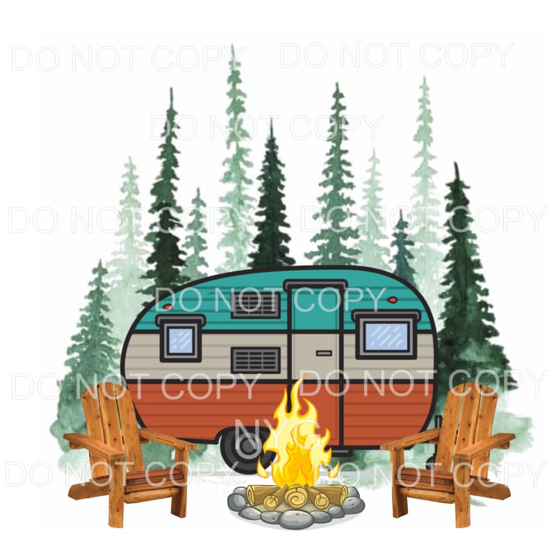 Camper Camping Scene Campfire Sublimation transfers - Heat 