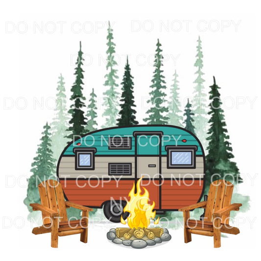 Camper Camping Scene Campfire Sublimation transfers - Heat 