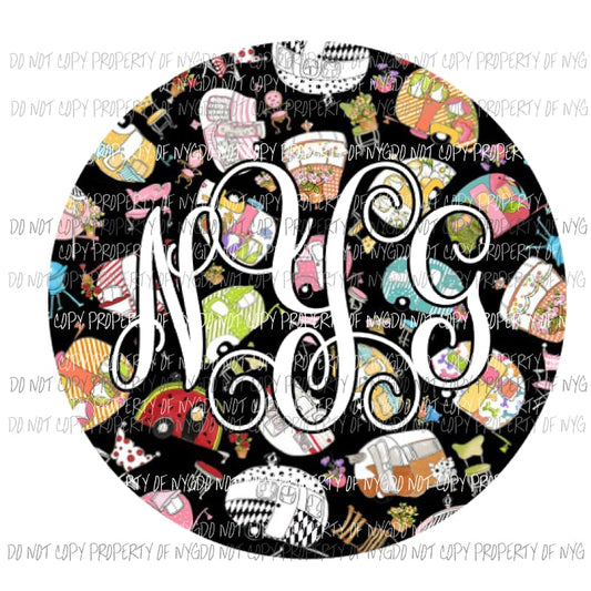 Camper Monogram Black Add Initials in notes section Sublimation transfers Heat Transfer