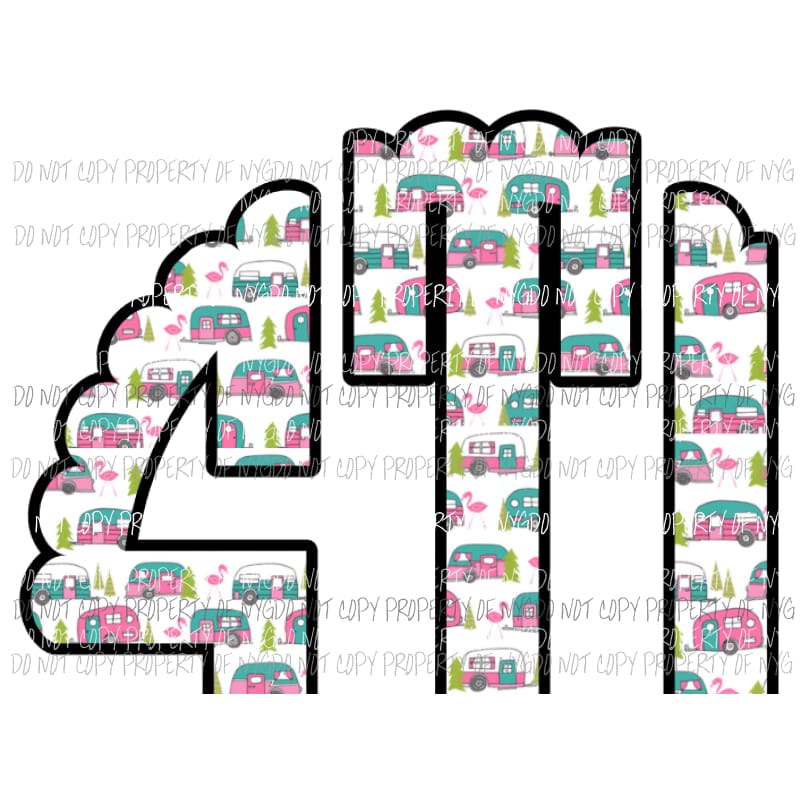 camper monogram letters Sublimation transfers Heat Transfer