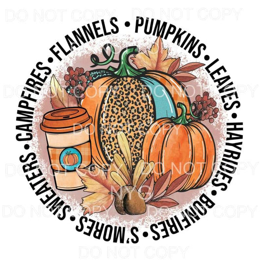 Campfires Pumpkins Flannels Fall Things Leopard Sublimation 