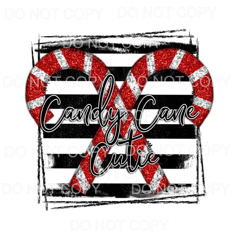 Candy Cane Cutie Red Silver Glitter Black Stripe Background 