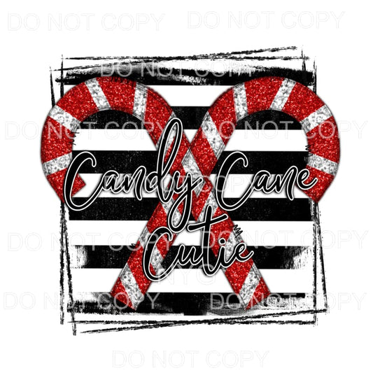 Candy Cane Cutie Red Silver Glitter Black Stripe Background 