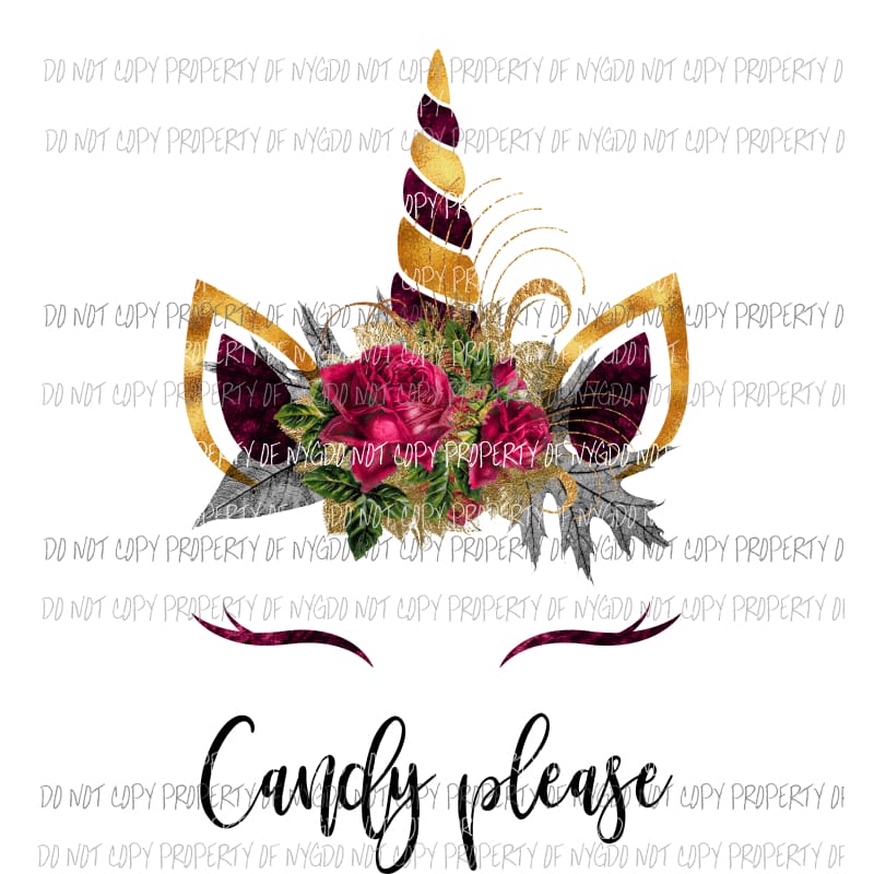 candy please unicorn Sublimation transfers Heat Transfer