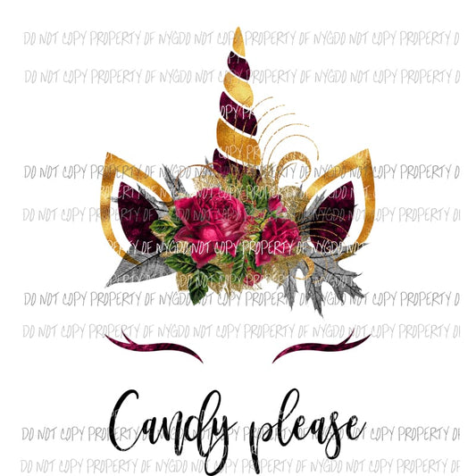 candy please unicorn Sublimation transfers Heat Transfer