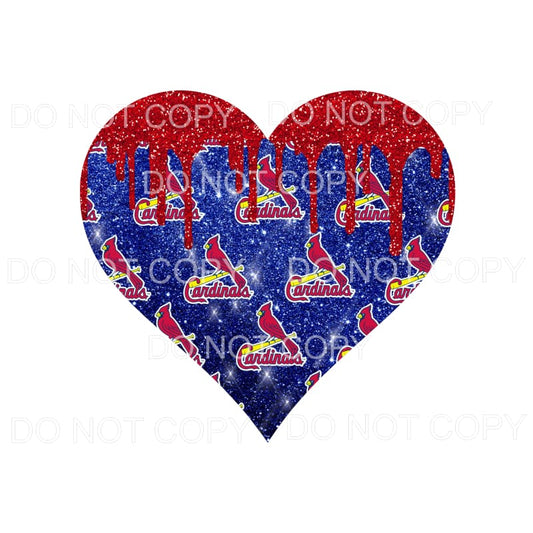 Cardinals Heart Red Glitter Drip St Louis Baseball 