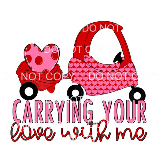 Carrying Your Love With Me Kids Coupe Car Wagon Red Pink 