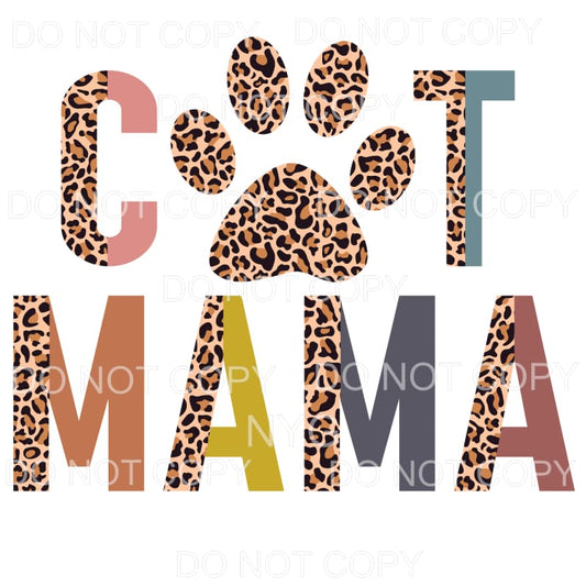 Cat Mama Half Leopard Sublimation transfers - Heat Transfer