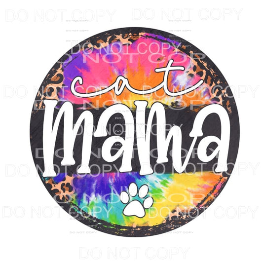 Cat Mama Leopard Tie Dye Grunge Circle Sublimation transfers