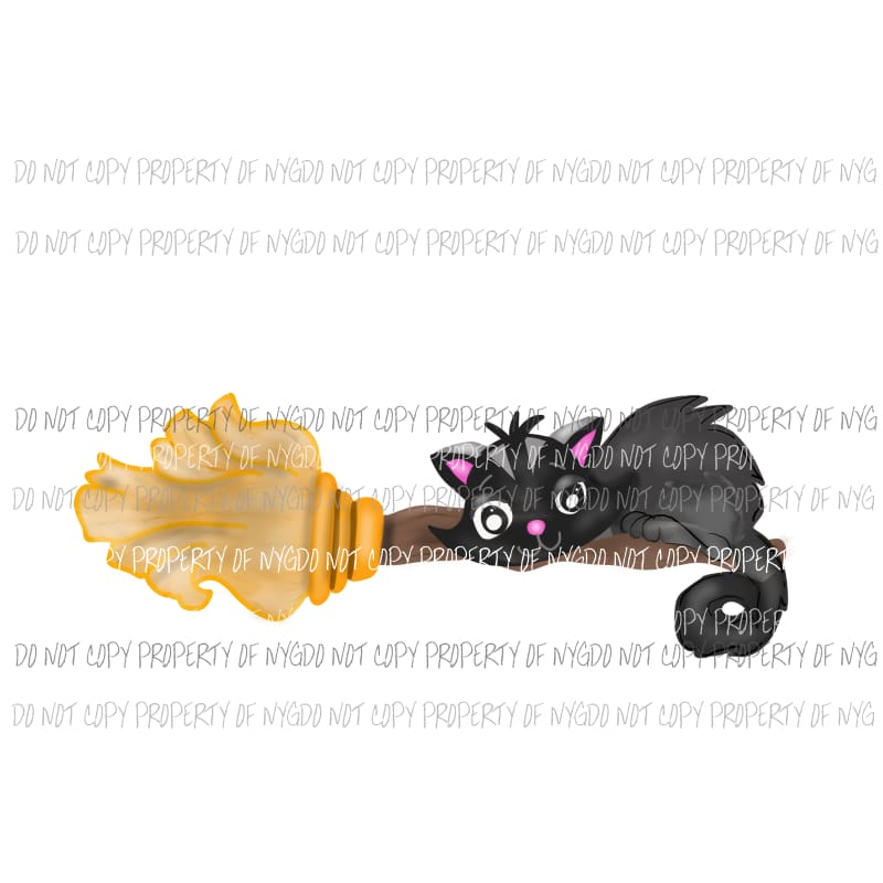 Cat on a broom black cat Sublimation transfers Heat Transfer