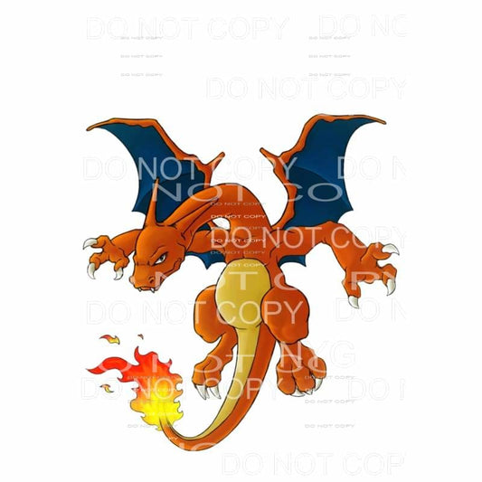 Charizard Pokemon Character Grey Checkered Background 