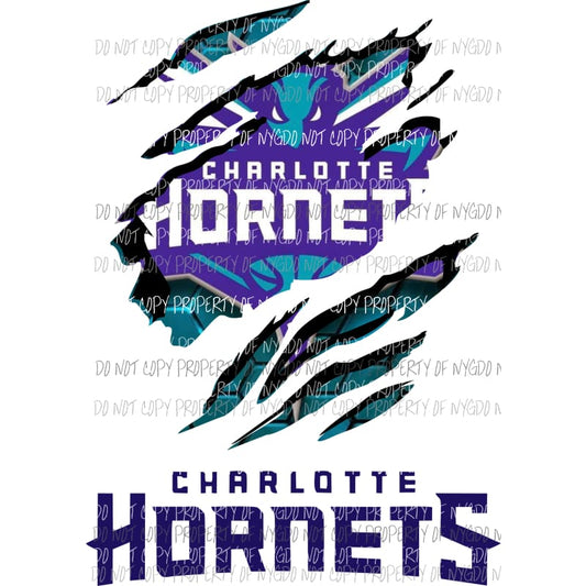 Charlotte Hornets ripped design Sublimation transfers Heat Transfer