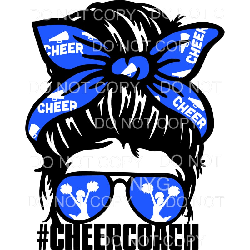 Cheer Coach Messy Bun Cheerleader Megaphone Blue #1655 