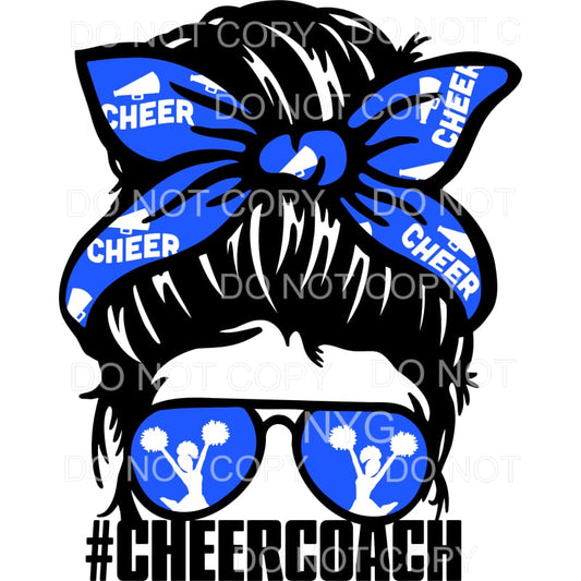 Cheer Coach Messy Bun Cheerleader Megaphone Blue #1655 