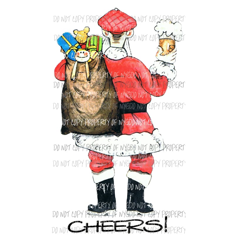 cheers santa Sublimation transfers Heat Transfer
