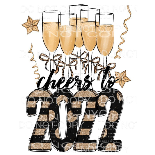 Cheers To 2022 Gold Champagne Classes Black Gold Stars 