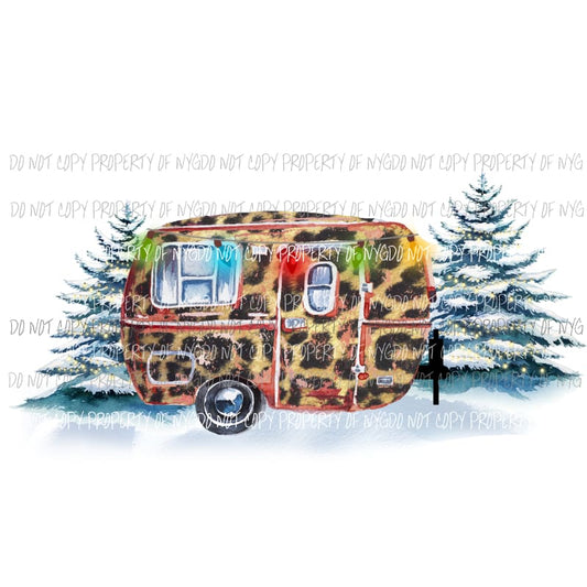 cheetah christmas camper Sublimation transfers Heat Transfer
