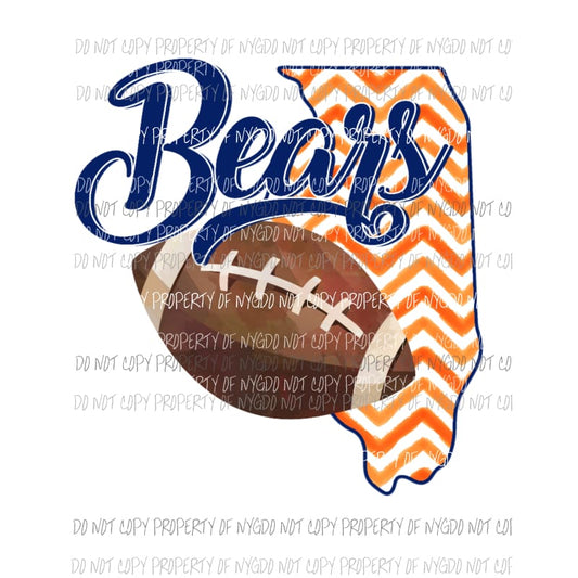 Chicago Bears football chevron state Sublimation transfers Heat Transfer