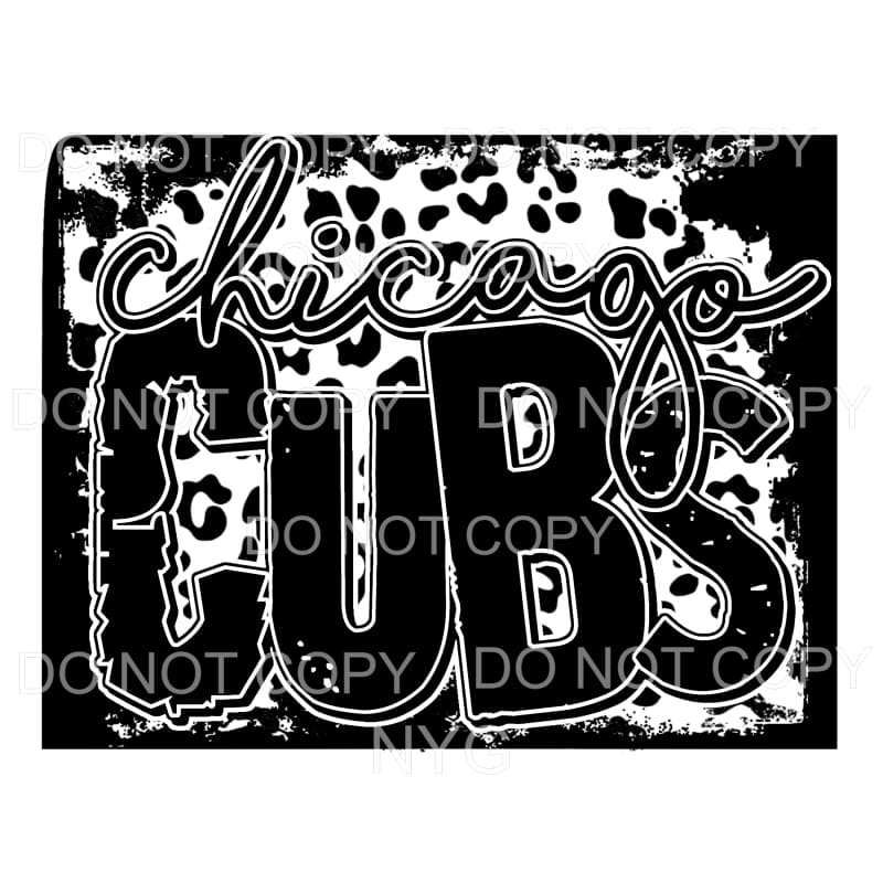 Chicago Cubs Baseball Black Leopard Sublimation transfers - 