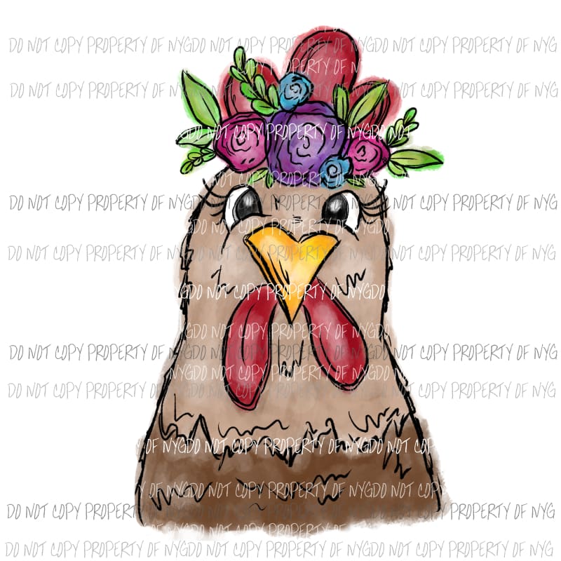 Chicken watercolor flowers Sublimation transfers Heat Transfer