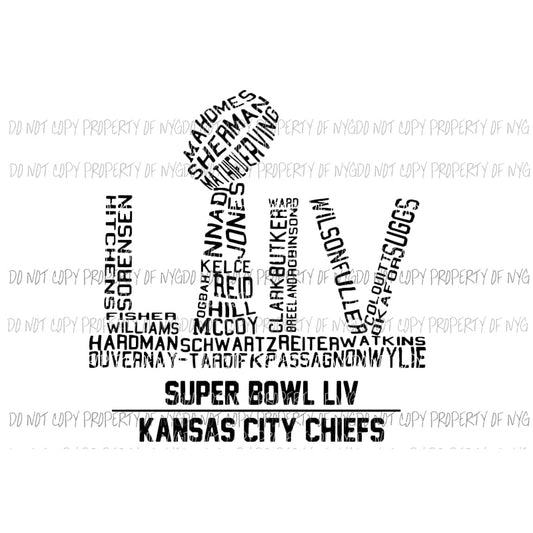 Chiefs KC Superbowl Champs # 11 Sublimation transfers Heat Transfer