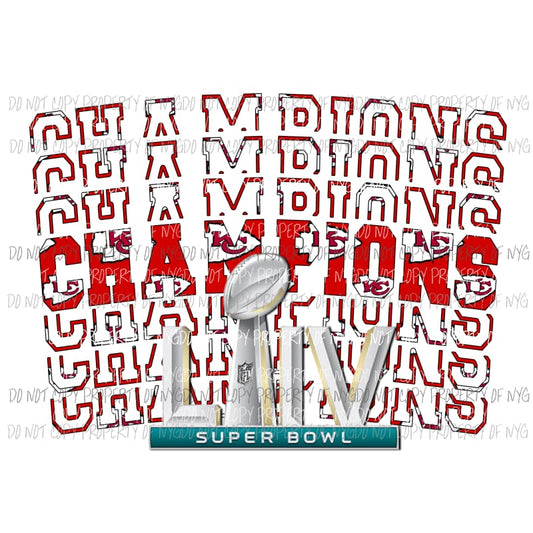Chiefs KC Superbowl Champs # 3 Sublimation transfers Heat Transfer