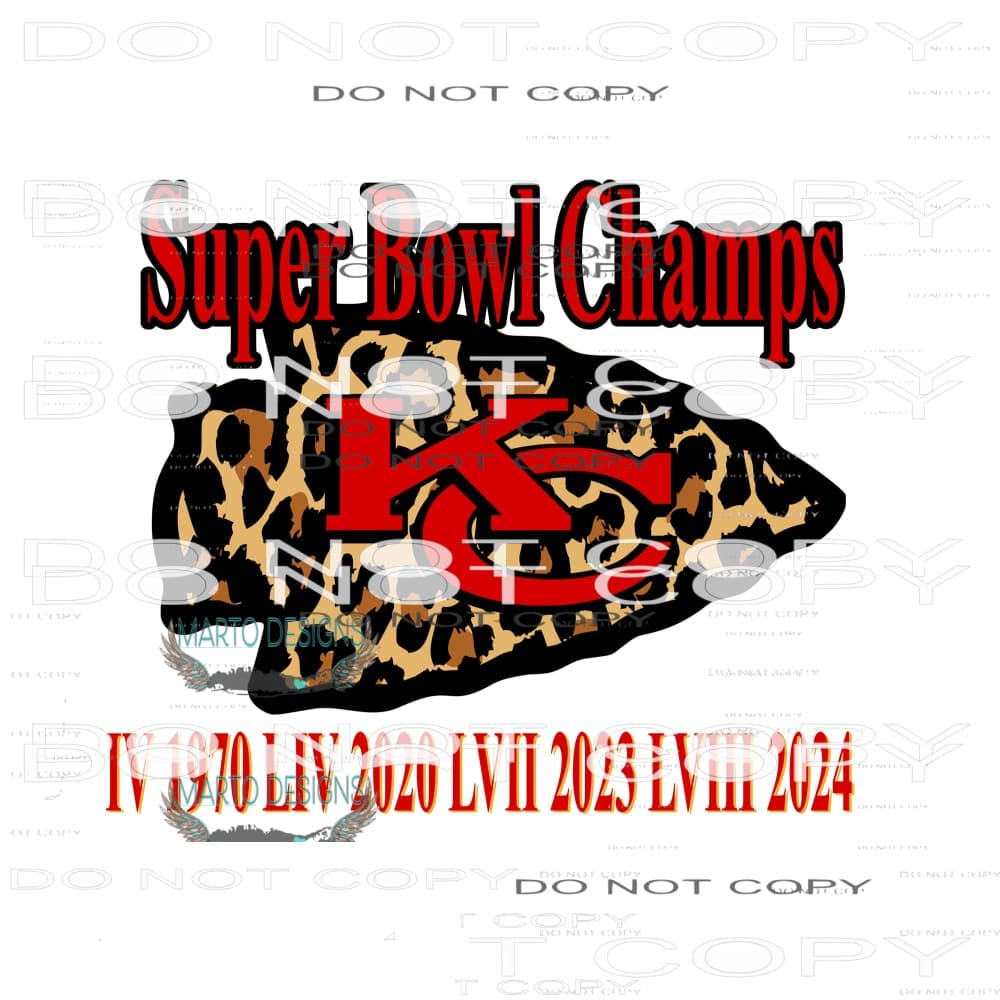 Chiefs Superbowl 12 Sublimation transfers - Heat Transfer