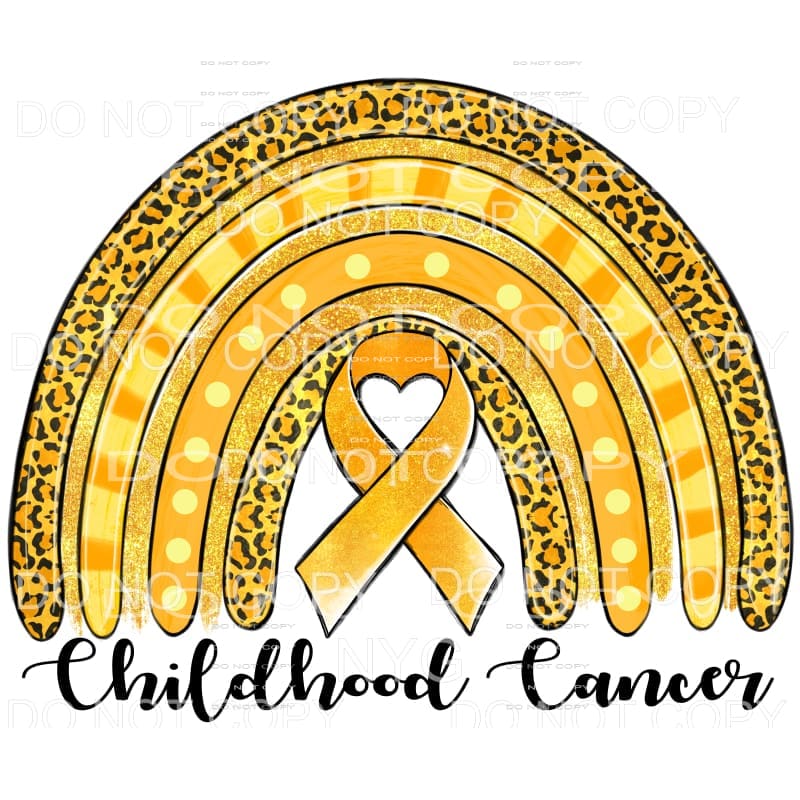 Childhood Cancer Awareness Rainbow Yellow Ribbon Leopard 