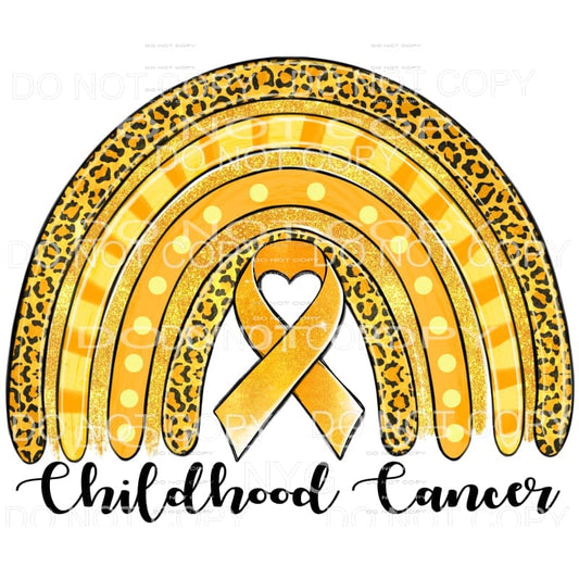 Childhood Cancer Awareness Rainbow Yellow Ribbon Leopard 