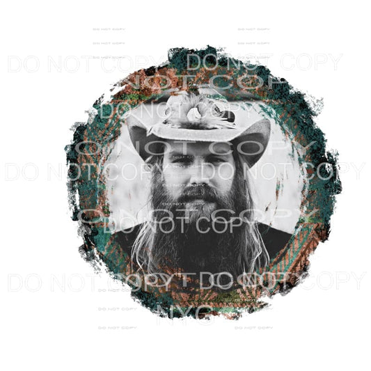 Chris Stapleton Distressed Circle Frame Sublimation 