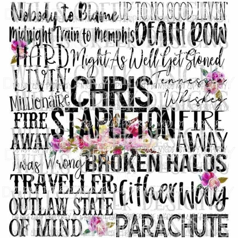 Chris Stapleton songs Sublimation transfers Heat Transfer