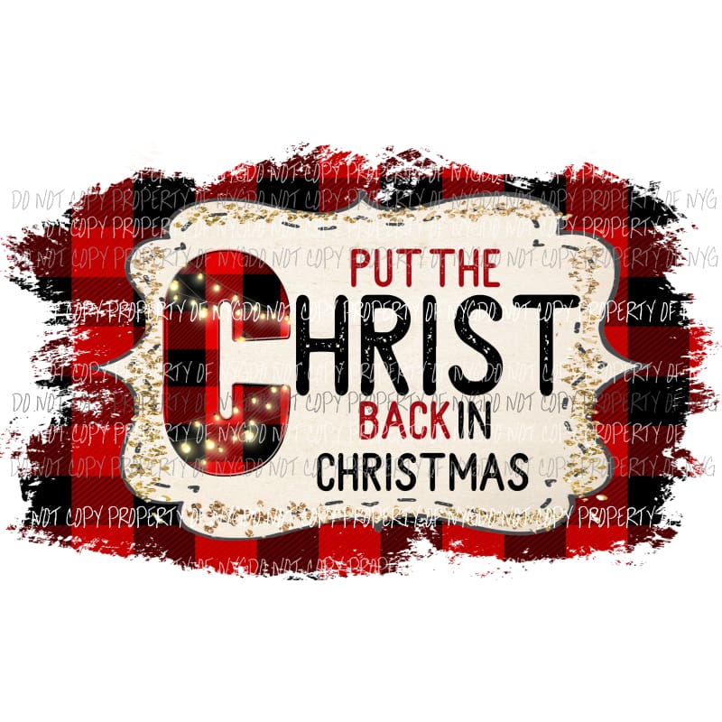 christ back in christmas plaid Sublimation transfers Heat Transfer