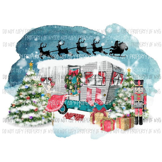Christmas Camper Sublimation transfers Heat Transfer