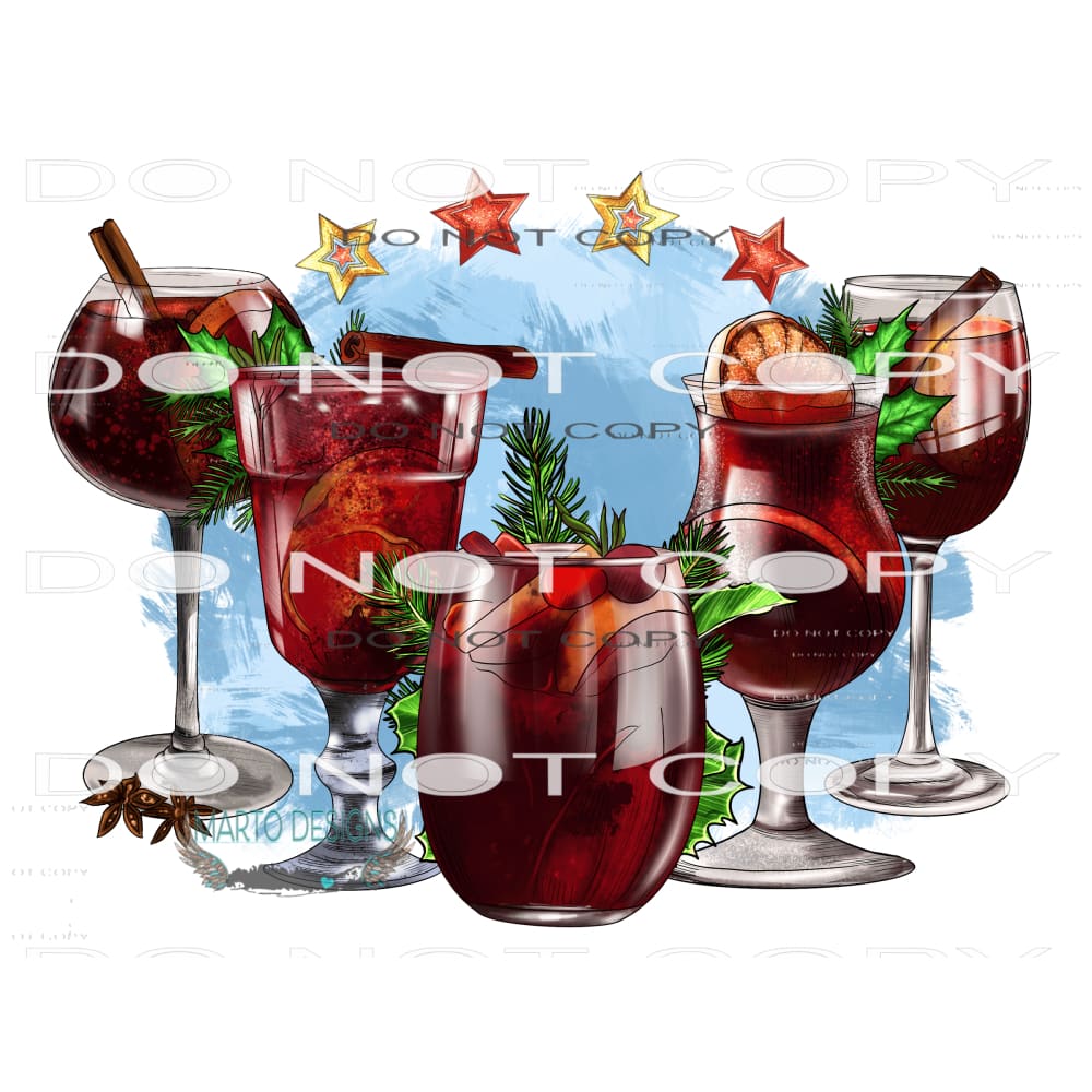 Christmas Cocktail Drinks #7437 Sublimation transfers - Heat