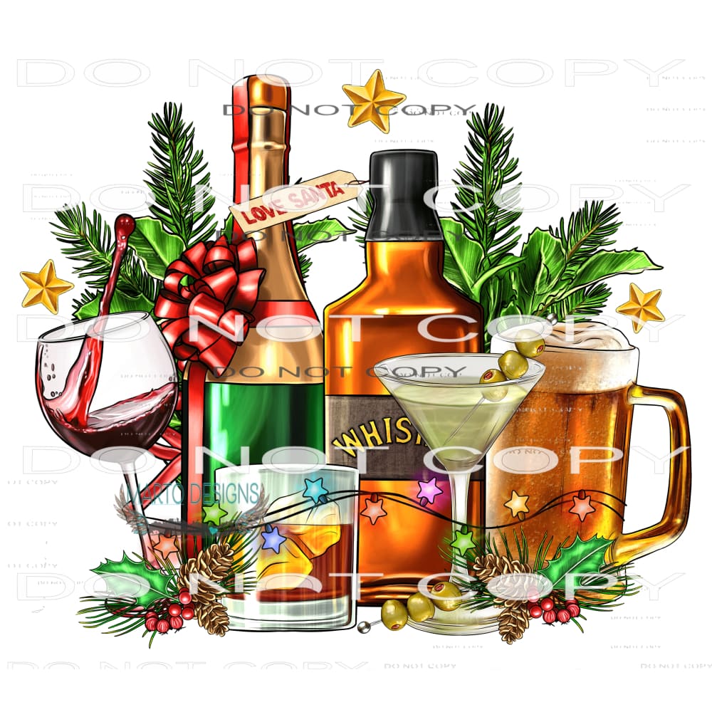 Christmas Cocktail Drinks #7439 Sublimation transfers - Heat