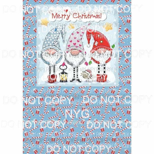 Christmas Gnomes Combo Sheet Sublimation transfers 13 x 9 inches Heat Transfer