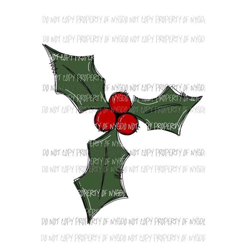Christmas Holly Berry Sublimation transfers Heat Transfer