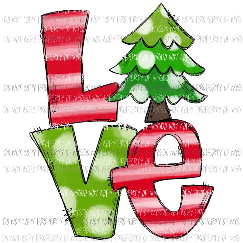 Christmas LOVE tree # 2 Sublimation transfers Heat Transfer